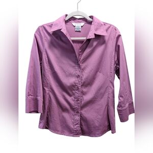 George Stretch Fitted Lavender Button-Down Shirt Size Medium (8/10)